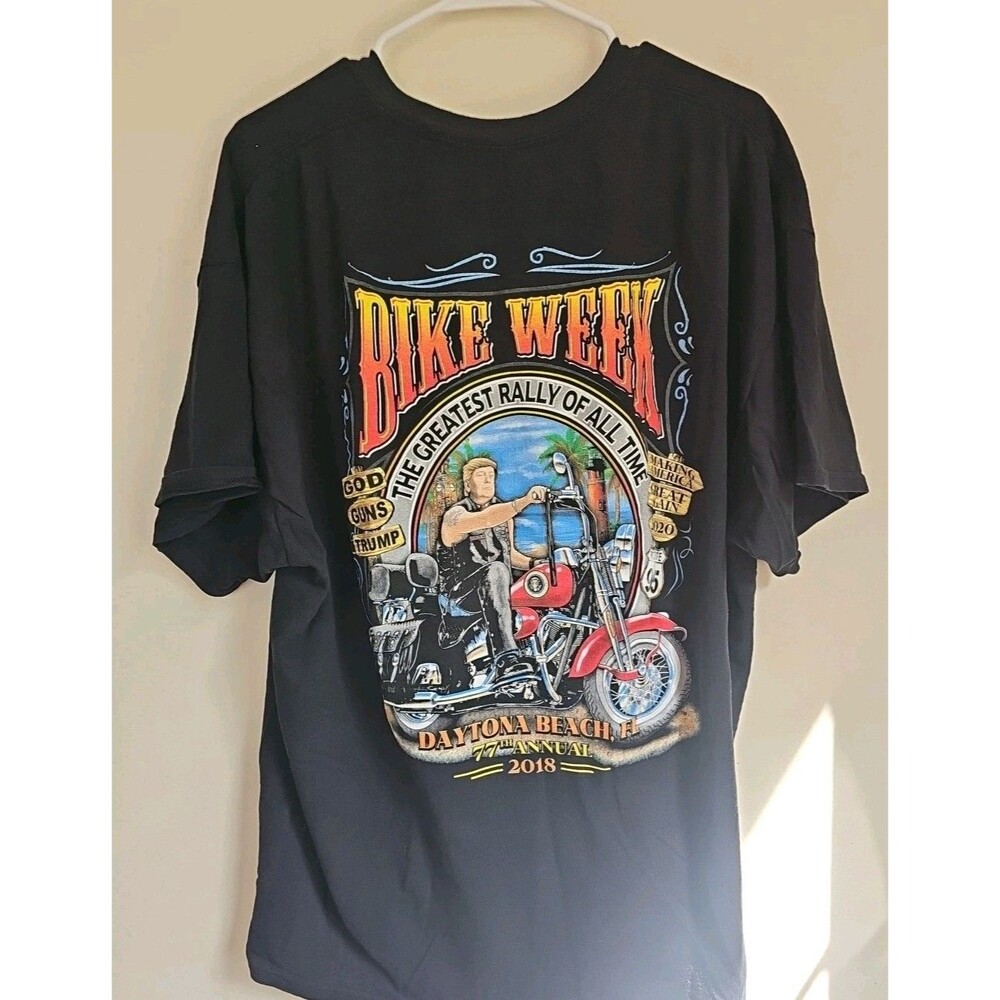 2018 Bike Week Daytona Beach Paradise TRUMP T-Shirt Size 2XL Gildan Black